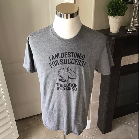 Unbranded Other - Fortune Cookie Tshirt Adult LARGE Destined for Success Gray Unisex Tee Vintage